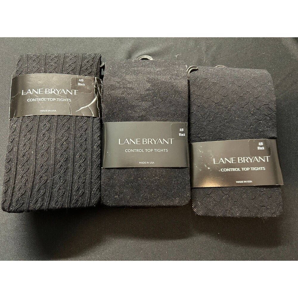 NWT Lane Bryant Control Top Tights Bundle 3 Pack Black Patterned Size A/B New